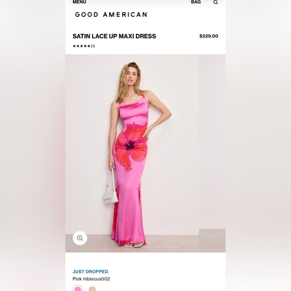 Good American Pink and Red Asymmetrical Dress